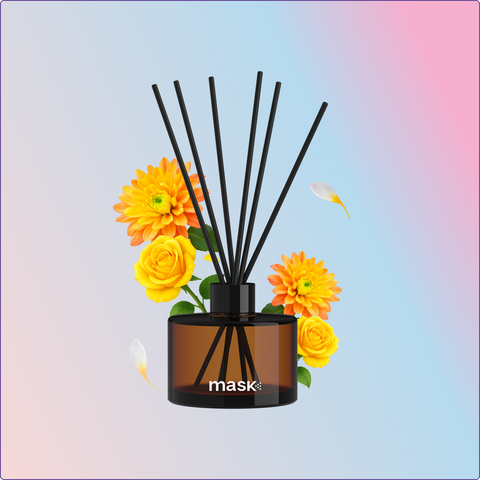 Amber Reed Diffuser Set with 1x Refill, 1x glass bottle & fibre reed sticks
