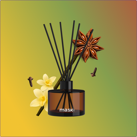 Amber Reed Diffuser Set with 1x Refill, 1x glass bottle & fibre reed sticks
