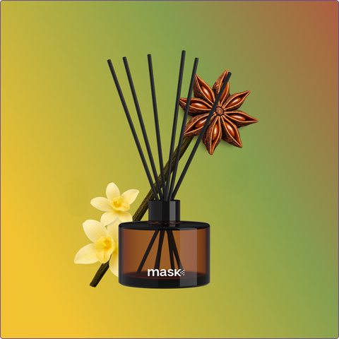 Amber Reed Diffuser Set with 1x Refill, 1x glass bottle & fibre reed sticks