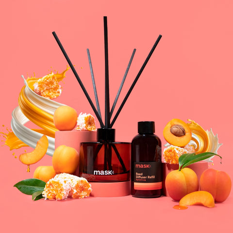 Amber Reed Diffuser Set with 1x Refill, 1x glass bottle & fibre reed sticks