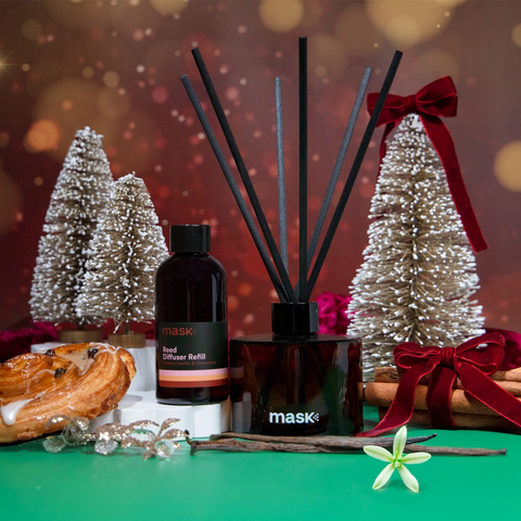 Amber Reed Diffuser Set with 1x Refill, 1x glass bottle & fibre reed sticks