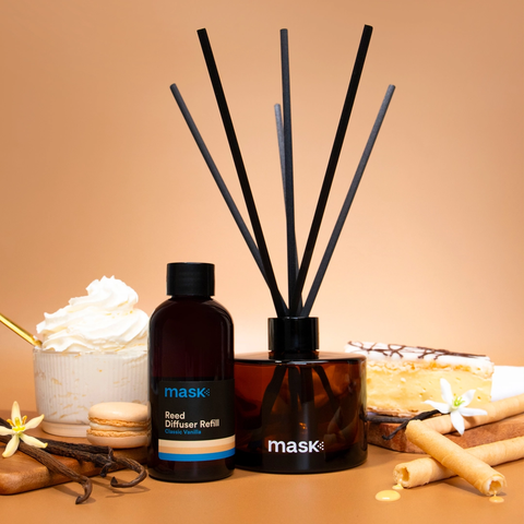 Amber Reed Diffuser Set with 1x Refill, 1x glass bottle & fibre reed sticks
