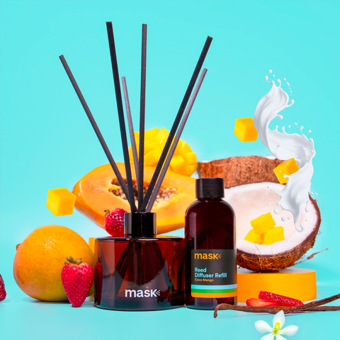 Amber Reed Diffuser Set with 1x Refill, 1x glass bottle & fibre reed sticks