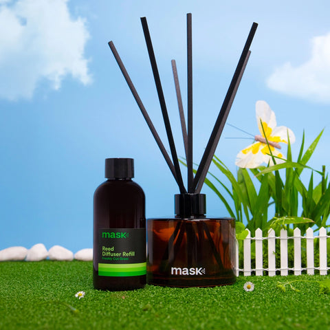 Amber Reed Diffuser Set with 1x Refill, 1x glass bottle & fibre reed sticks