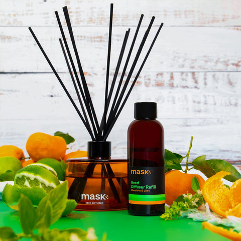 Amber Reed Diffuser Set with 1x Refill, 1x glass bottle & fibre reed sticks