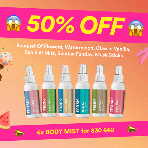 50% OFF - 6x Body Mists for $30!