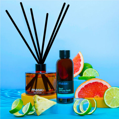 Amber Reed Diffuser Set with 1x Refill, 1x glass bottle & fibre reed sticks