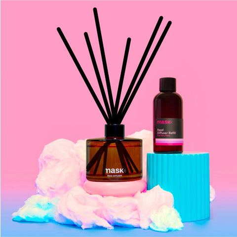 Amber Reed Diffuser Set with 1x Refill, 1x glass bottle & fibre reed sticks