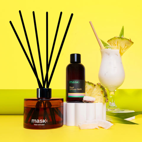 Amber Reed Diffuser Set with 1x Refill, 1x glass bottle & fibre reed sticks