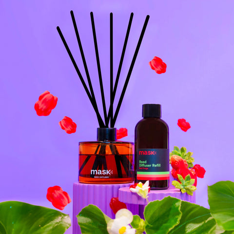 Amber Reed Diffuser Set with 1x Refill, 1x glass bottle & fibre reed sticks