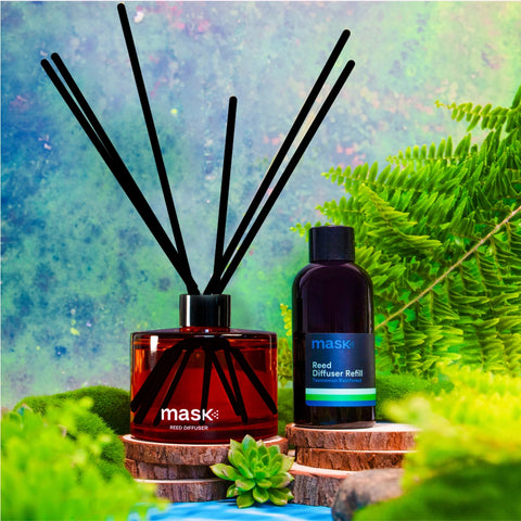 Amber Reed Diffuser Set with 1x Refill, 1x glass bottle & fibre reed sticks