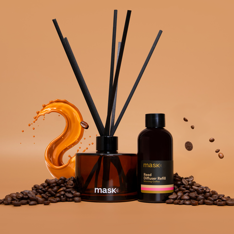 Amber Reed Diffuser Set with 1x Refill, 1x glass bottle & fibre reed sticks