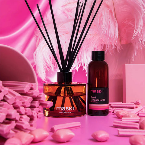 Amber Reed Diffuser Set with 1x Refill, 1x glass bottle & fibre reed sticks