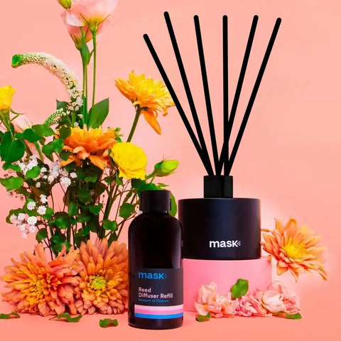 Amber Reed Diffuser Set with 1x Refill, 1x glass bottle & fibre reed sticks