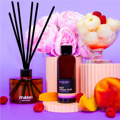 Amber Reed Diffuser Set with 1x Refill, 1x glass bottle & fibre reed sticks