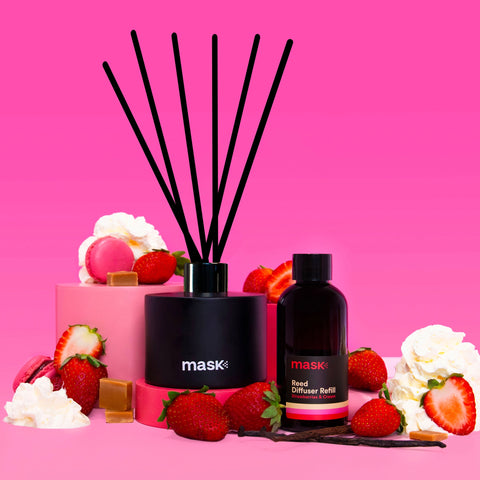 Amber Reed Diffuser Set with 1x Refill, 1x glass bottle & fibre reed sticks