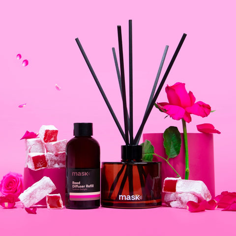 Amber Reed Diffuser Set with 1x Refill, 1x glass bottle & fibre reed sticks
